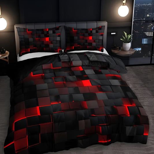 Polyester Microfiber 3D Geometric Duvet Cover Set