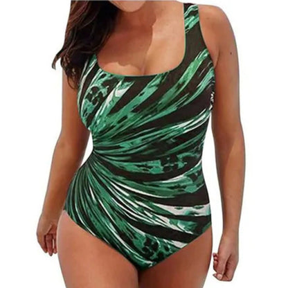 Women's 1-piece swimsuit – Fitted cut – Wide straps – Graphic print