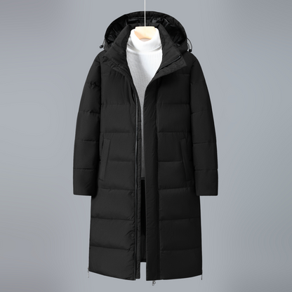Women's Down Coat - Woven Fabric - Relaxed Fit - Stand Collar - Adjustable Hood