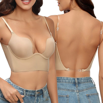 Soutien-gorge dos nu femme – Armature galbante – Bretelles réglables invisibles – Tissu respirant sans coutures
