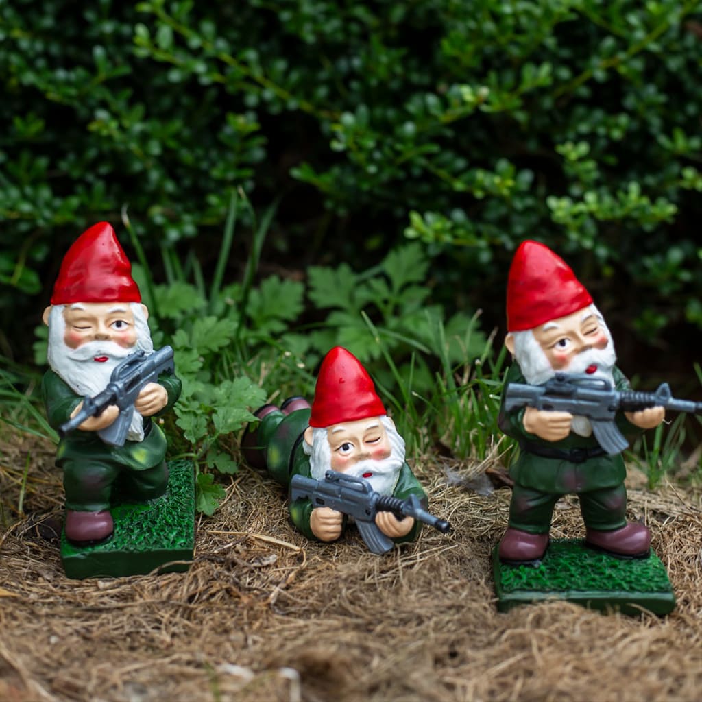 Novelty Soldier Ceramic Garden Gnome With Winking Face