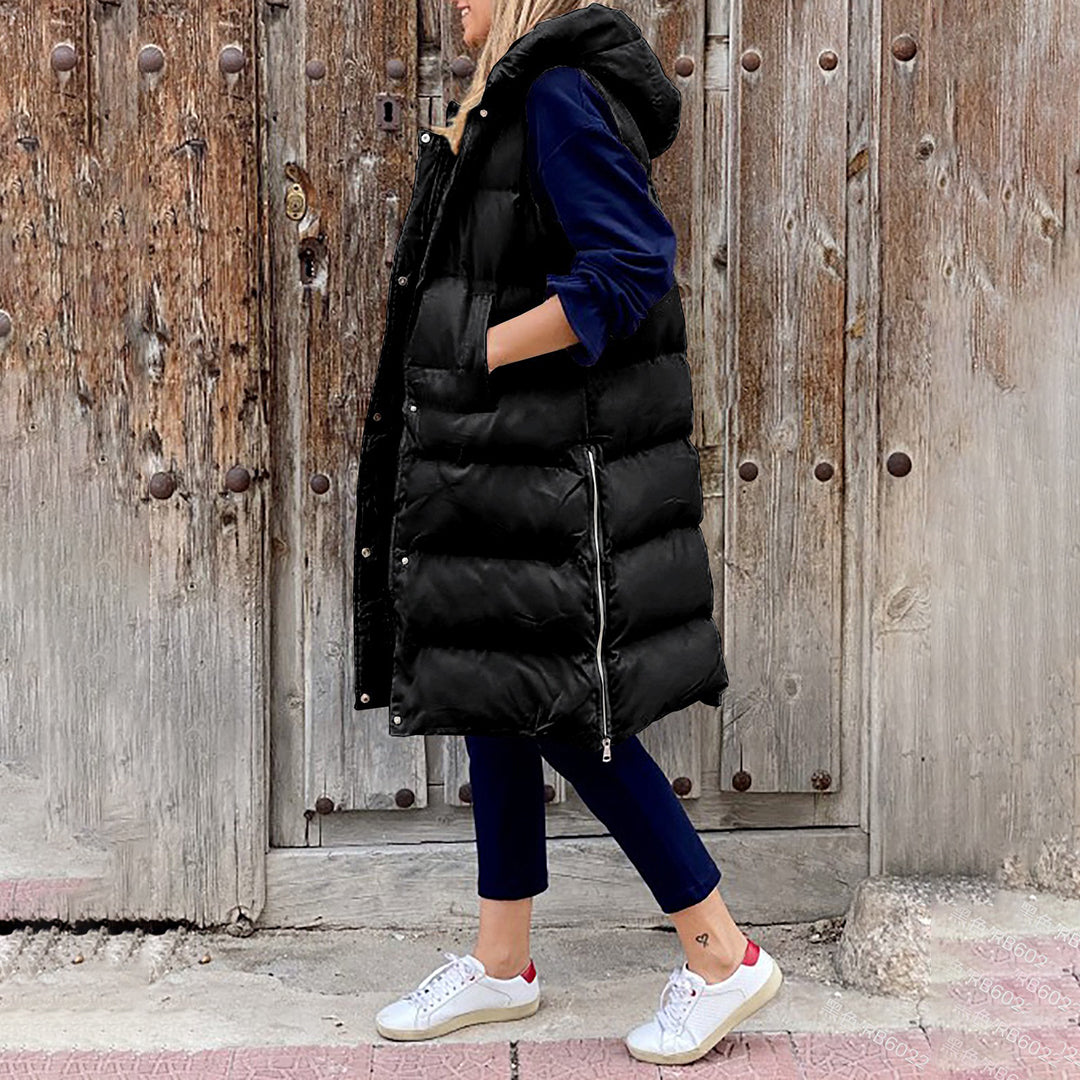 Chiara Hooded Puffer Vest | Quilted With Pockets Puffer Vest
