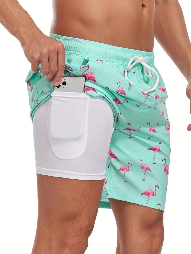 Short de bain homme – Coupe décontractée – Séchage rapide – Doublure – Taille à cordon