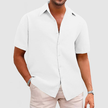 Men's short-sleeve shirt – Relaxed fit – Textured knit – Breathable fabric