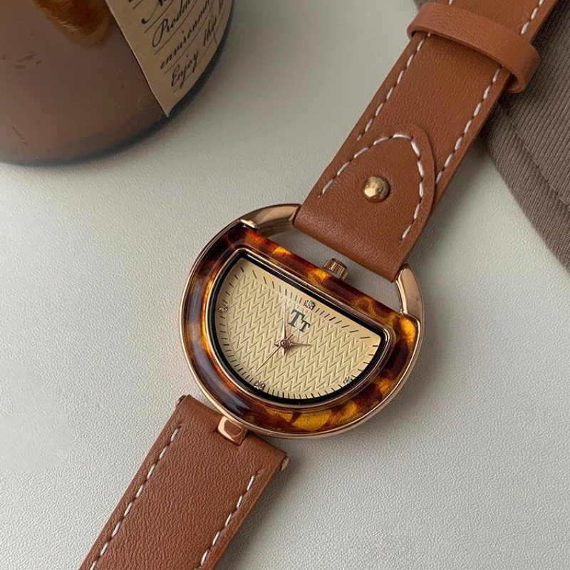 Beatrice Slim Wrist Watch | D-Shaped Dial Wrist Watch