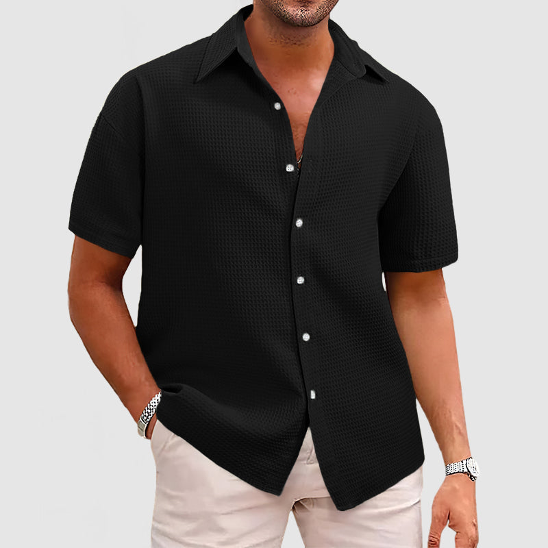 Men's short-sleeve shirt – Relaxed fit – Textured knit – Breathable fabric