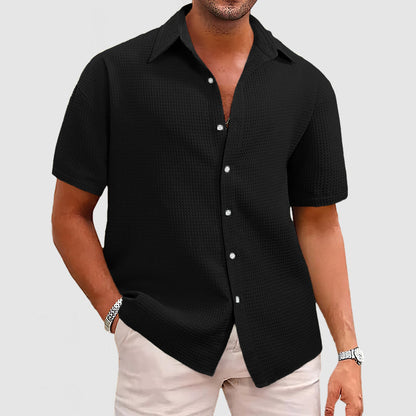 Men's short-sleeve shirt – Relaxed fit – Textured knit – Breathable fabric