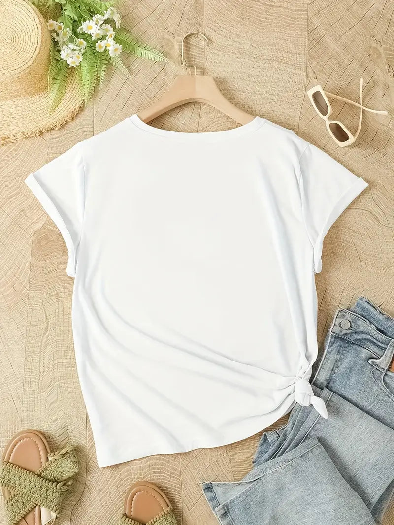 Women's T-shirt – Relaxed fit – Breathable fabric – Floral print – Casual style