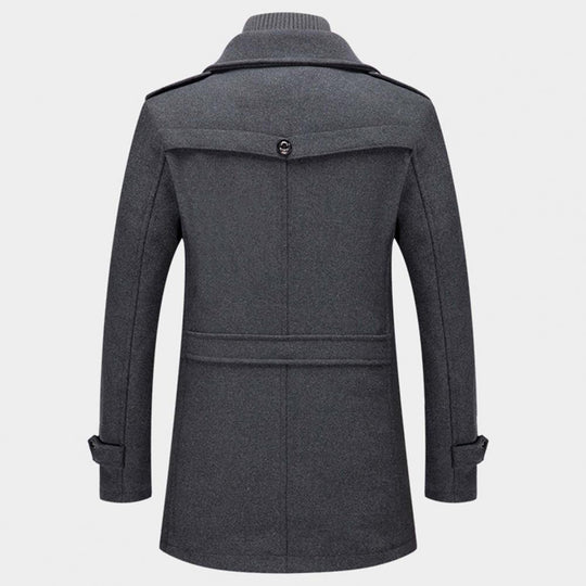 Hugo Wool Thigh-Length Peacoat | Mock-Neck Liner Peacoat