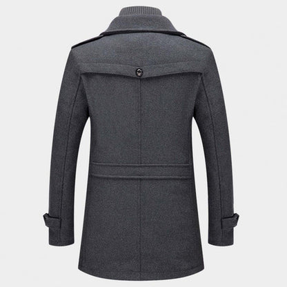 Hugo Wool Thigh-Length Peacoat | Mock-Neck Liner Peacoat