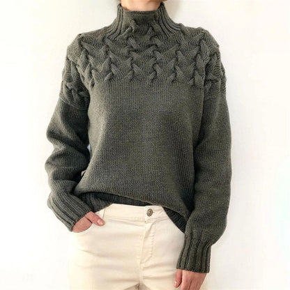 Anna Relaxed Fit Turtleneck Sweater | Ribbed Turtleneck Sweater
