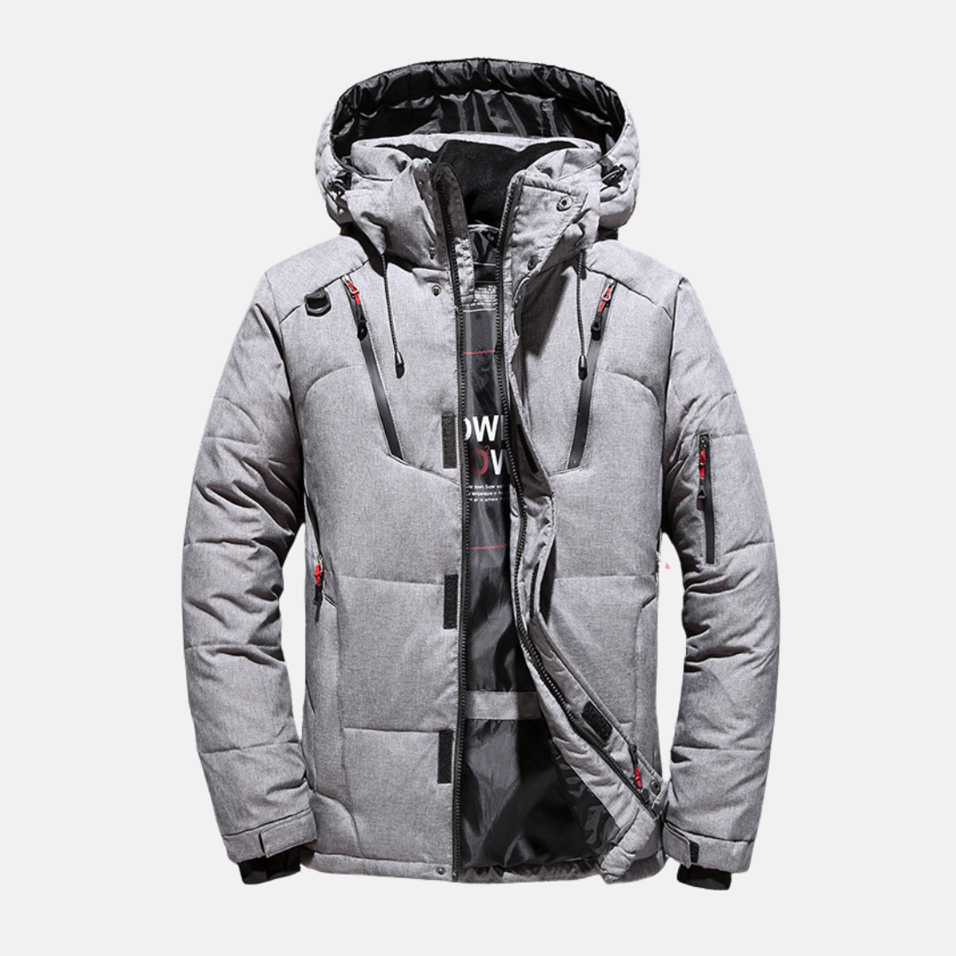 Men’s Down Jacket - Insulated - Hooded - Multiple Pockets - Relaxed Fit