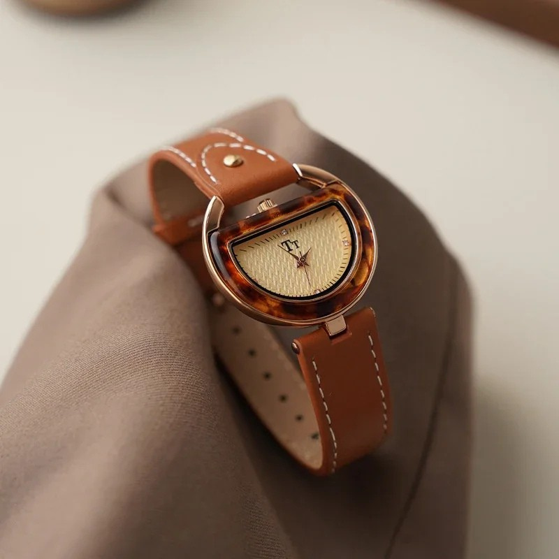 Beatrice Slim Wrist Watch | D-Shaped Dial Wrist Watch