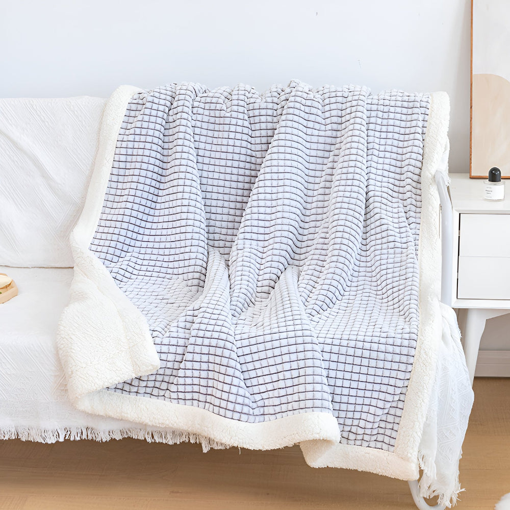 Sherpa Waffle Throw Blanket With Cozy Sherpa Lining