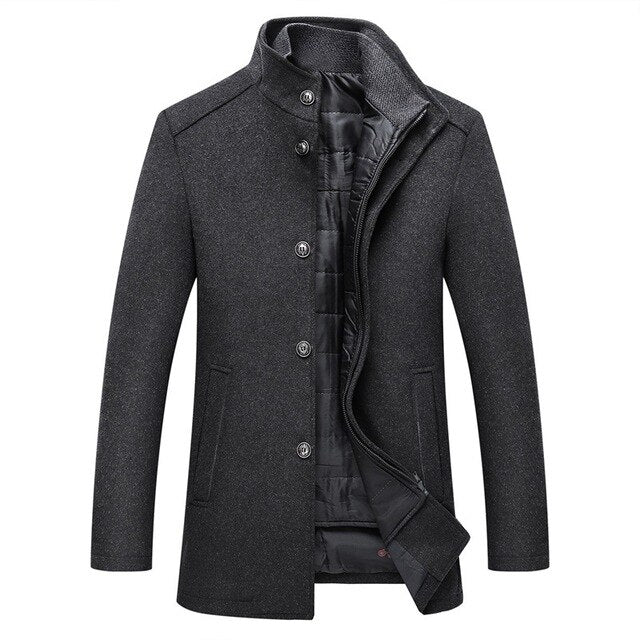 Reggie Wool Stand Collar Jacket | Hip-Length Stand Collar Jacket