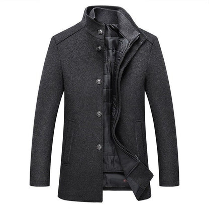 Reggie Wool Stand Collar Jacket | Hip-Length Stand Collar Jacket