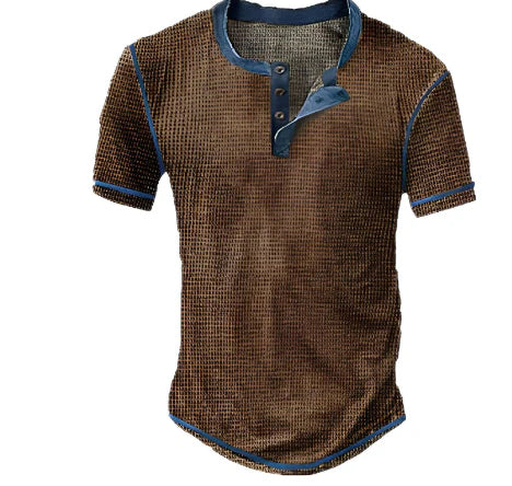 Men's Henley T-shirt – Soft knit – Regular fit – Short sleeves – Vintage style