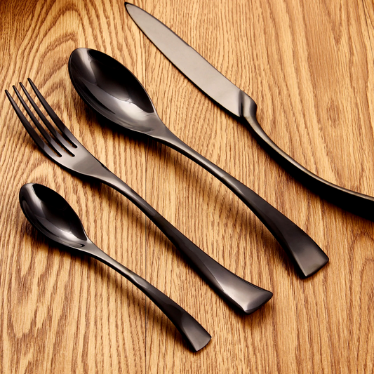 Minimalist Stainless Steel Flatware Set With Curved Handles