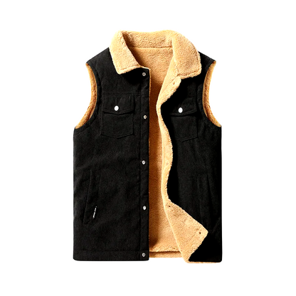 William Corduroy Vest | Collar, Snap Front Vest