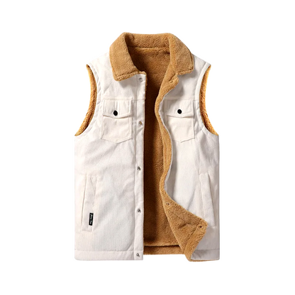 William Corduroy Vest | Collar, Snap Front Vest