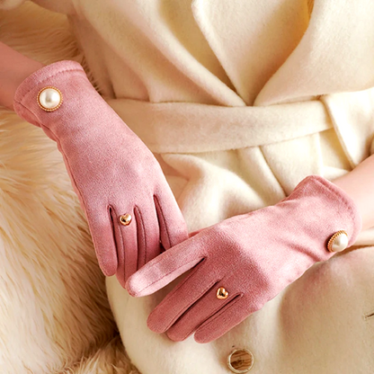 Alice Fitted Gloves | Pearl And Heart Embellished Gloves