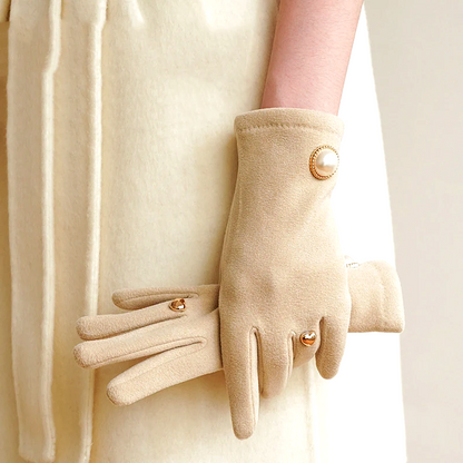 Alice Fitted Gloves | Pearl And Heart Embellished Gloves