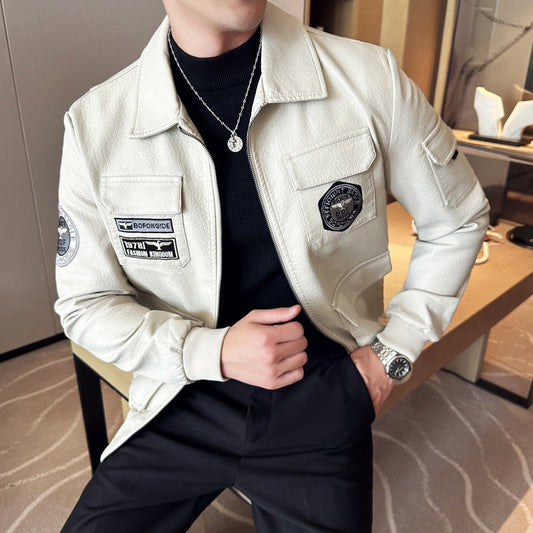 Blouson homme – Coupe slim – Style bomber – Patches brodés – Poches utilitaires