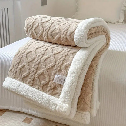 Cozy Sherpa Texture Throw Blanket With Plush Lining