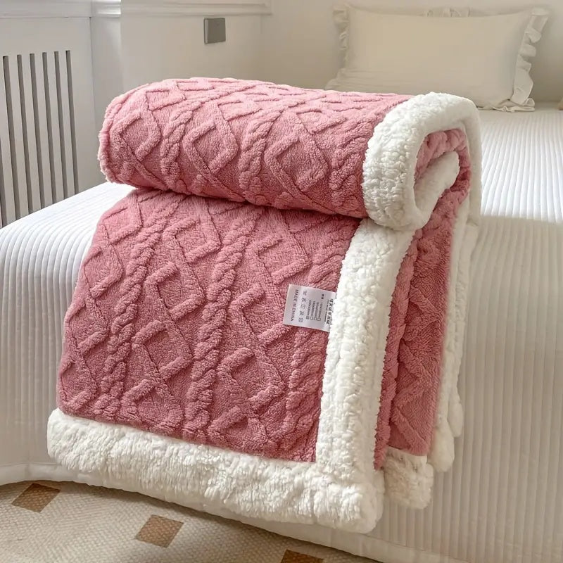 Cozy Sherpa Texture Throw Blanket With Plush Lining