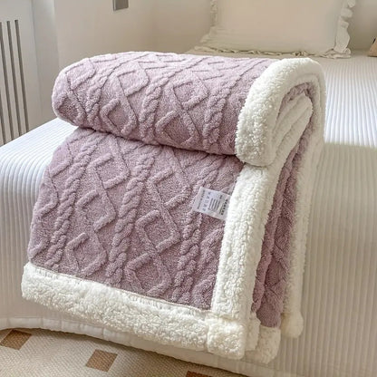 Cozy Sherpa Texture Throw Blanket With Plush Lining