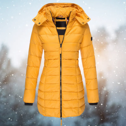 Mia Quilted Puffer Jacket | Winter Hooded Mid-Thigh Puffer Jacket