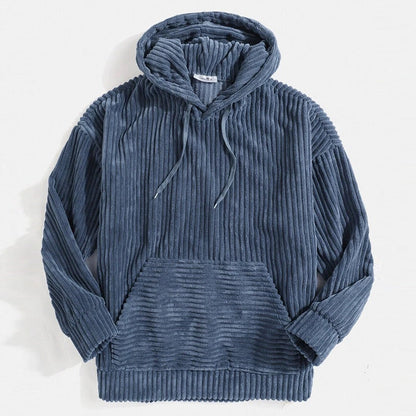 Men's Hoodie - Ribbed Velour - Oversized Cut - Kangaroo Pocket