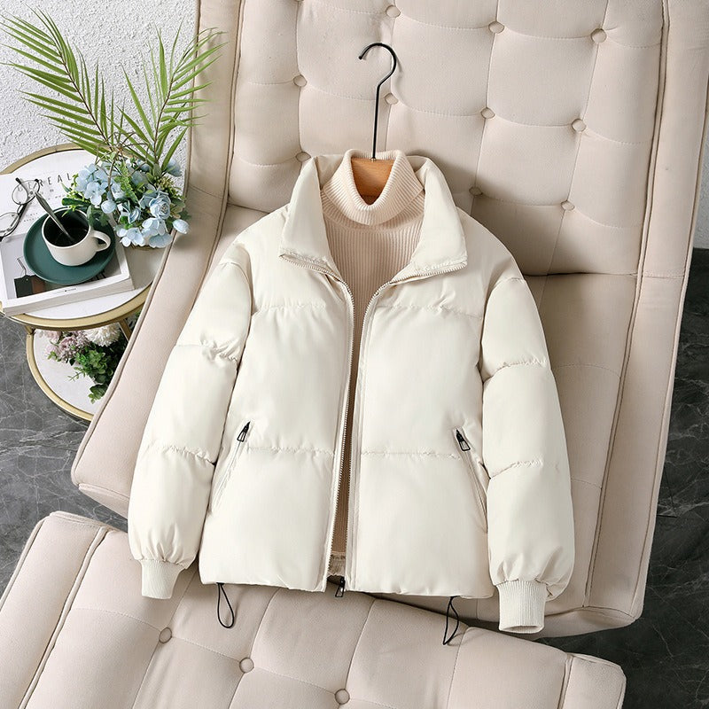 Women's Jacket - Woven Fabric - Oversized Cut - Stand Collar - Hip Length
