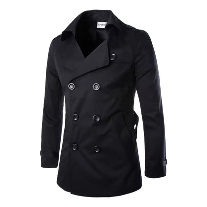 Manteau homme – Coton – Coupe ajustée – Double boutonnage – Épaulettes élégantes