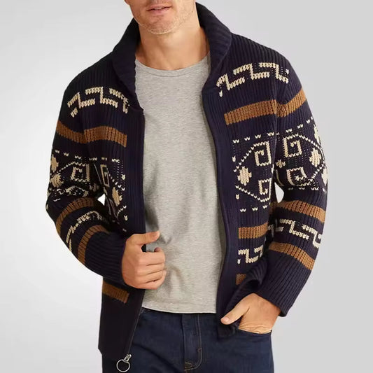 Gilet Homme – Maille Laine – Coupe Régulière – Fermeture Zippée – Col Revers