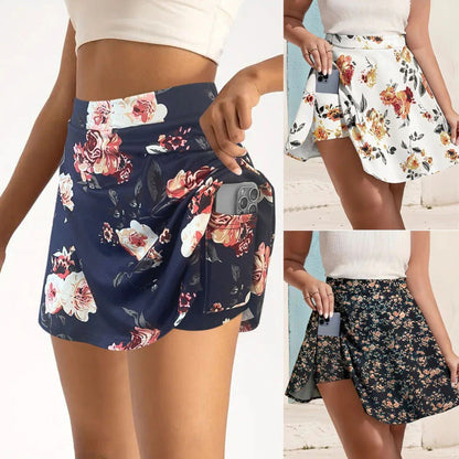 Women's skater skirt – High-waisted – Flared flowy cut – Floral print – Mini