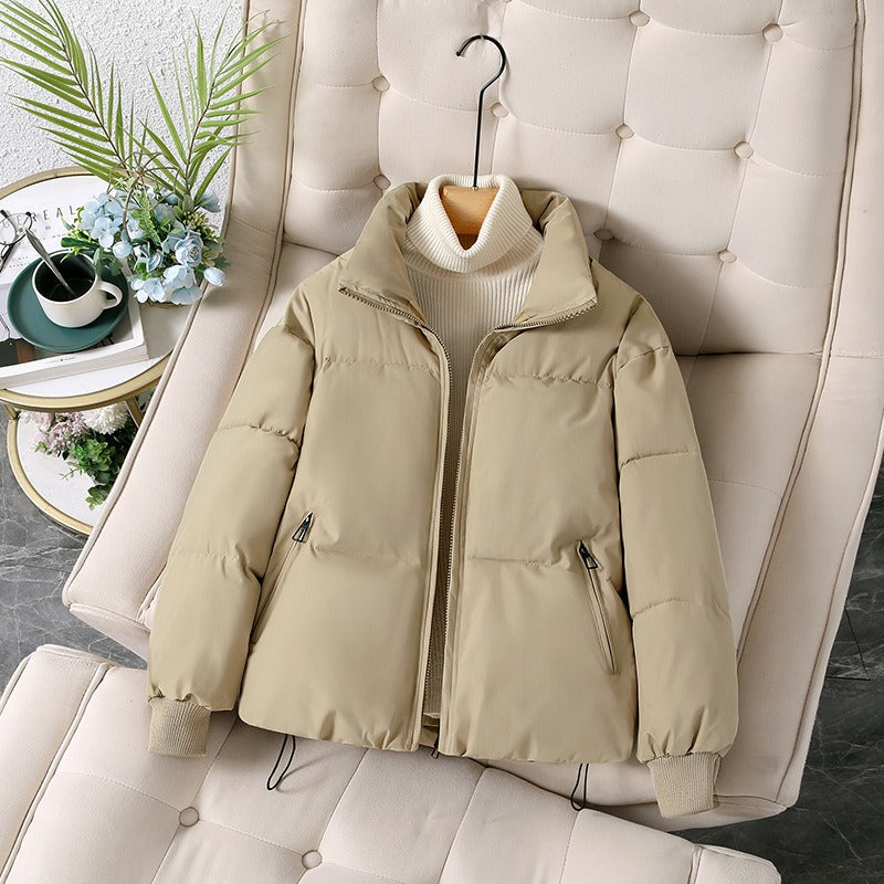 Women's Jacket - Woven Fabric - Oversized Cut - Stand Collar - Hip Length