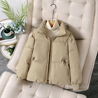 Women's Jacket - Woven Fabric - Oversized Cut - Stand Collar - Hip Length