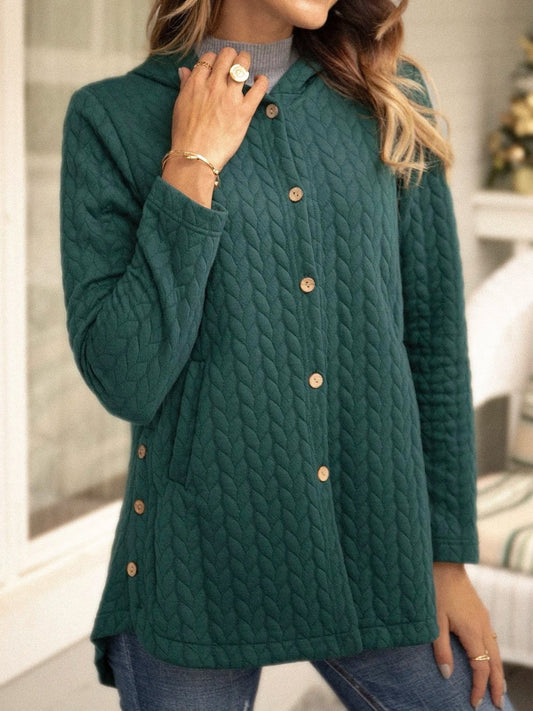 Women's Coat - Quilted fabric - Hood - Mid-thigh length - Relaxed fit