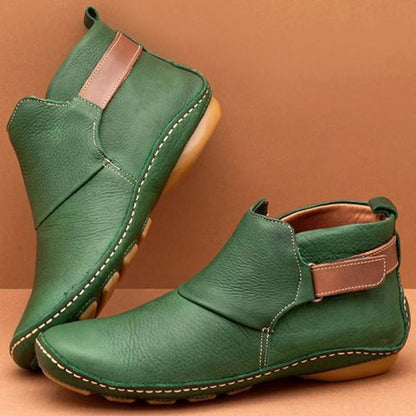 Bottines femme – Cuir respirant – Bout rond – Détail sangle – Ajustement décontracté