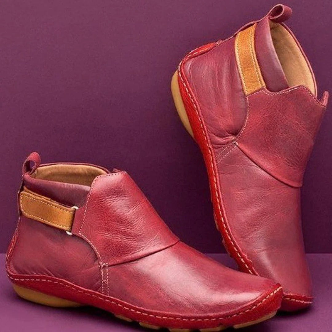 Bottines femme – Cuir respirant – Bout rond – Détail sangle – Ajustement décontracté