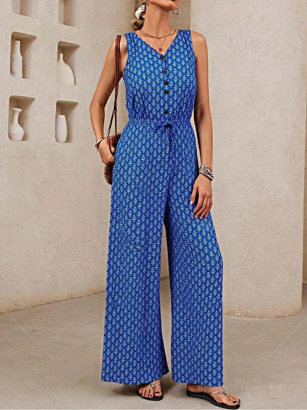 Women's jumpsuit – Breathable fabric – Sleeveless – Loose flowing fit