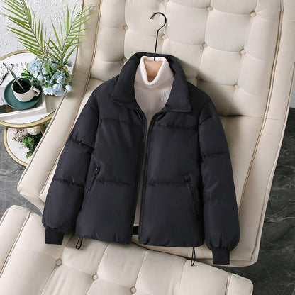 Women's Jacket - Woven Fabric - Oversized Cut - Stand Collar - Hip Length