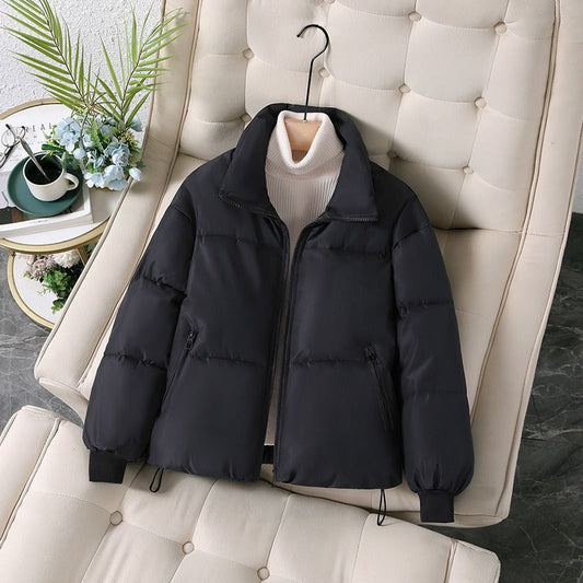 Women's Jacket - Woven Fabric - Oversized Cut - Stand Collar - Hip Length