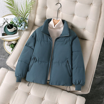 Women's Jacket - Woven Fabric - Oversized Cut - Stand Collar - Hip Length