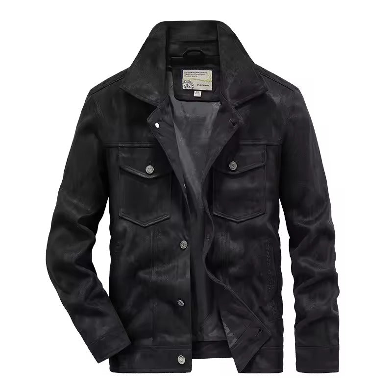 Men's jacket – Slim fit – Suede – Chest pockets – Button closure