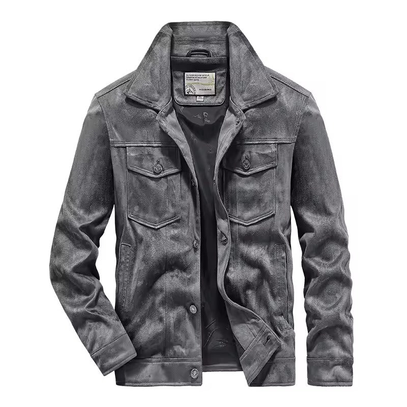 Men's jacket – Slim fit – Suede – Chest pockets – Button closure