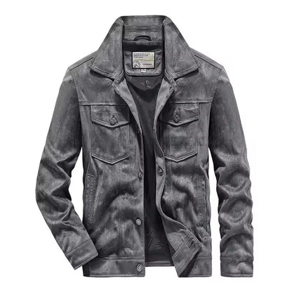 Men's jacket – Slim fit – Suede – Chest pockets – Button closure
