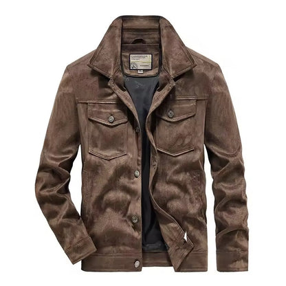 Men's jacket – Slim fit – Suede – Chest pockets – Button closure