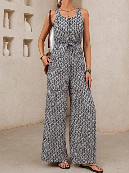 Women's jumpsuit – Breathable fabric – Sleeveless – Loose flowing fit